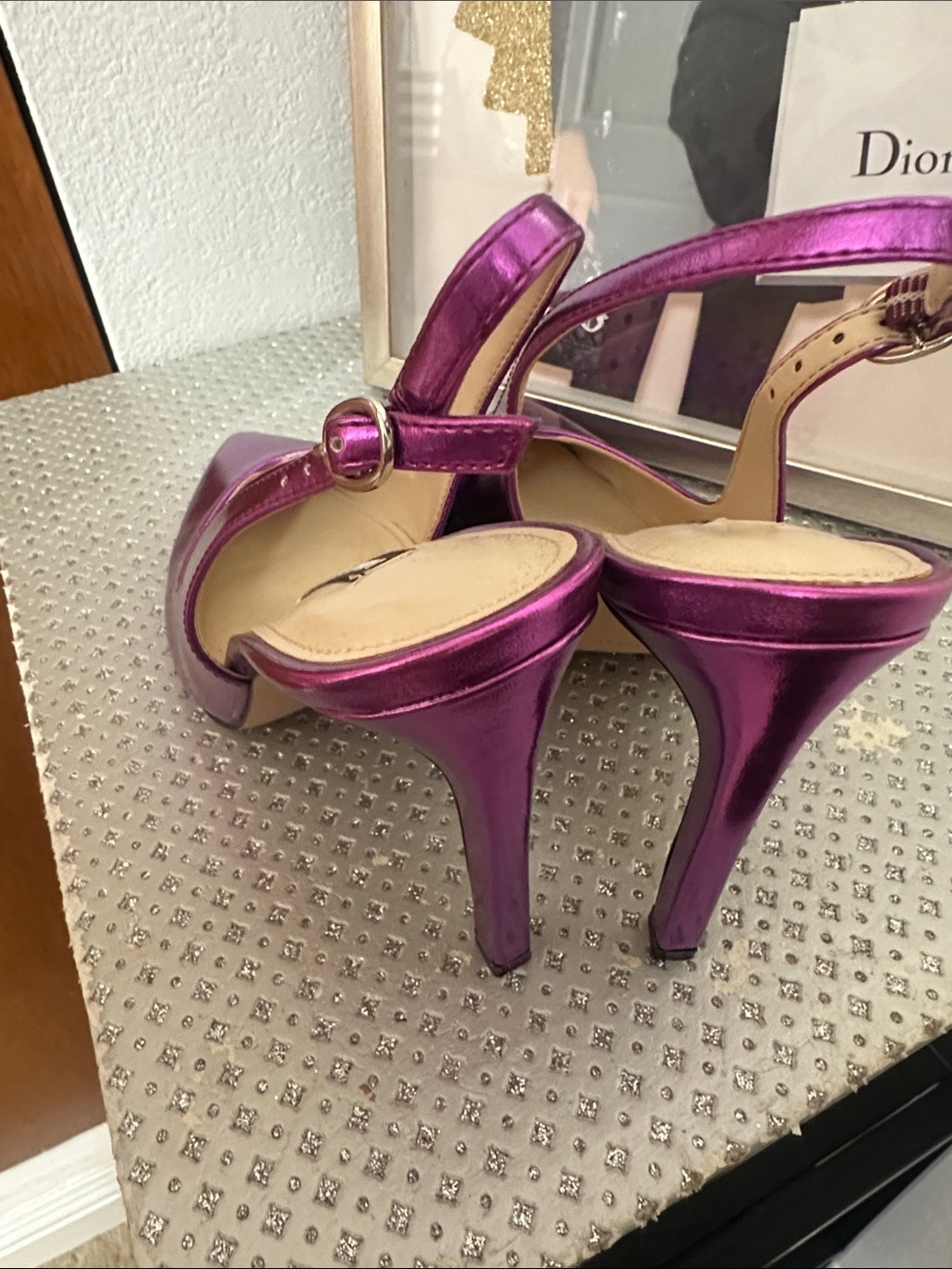 Nine West Metallic Purple Pointed-Toe Slingback Pumps - Picture 2 of 4